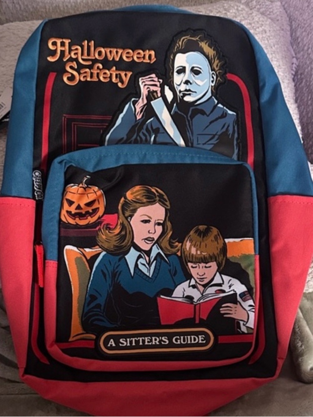 Spencer's Halloween Safety 'A Sitter's Guide' Backpack - Blue & Red
